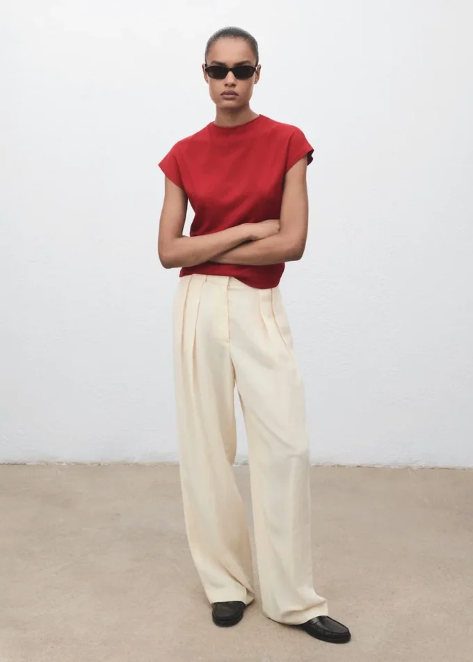 Maglione a maniche corte in maglia fine Maglione a maniche corte in maglia fine