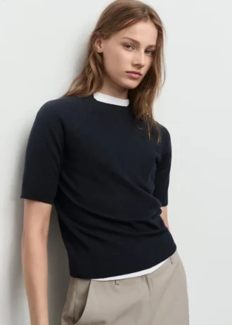 Maglione a maniche corte in misto lana