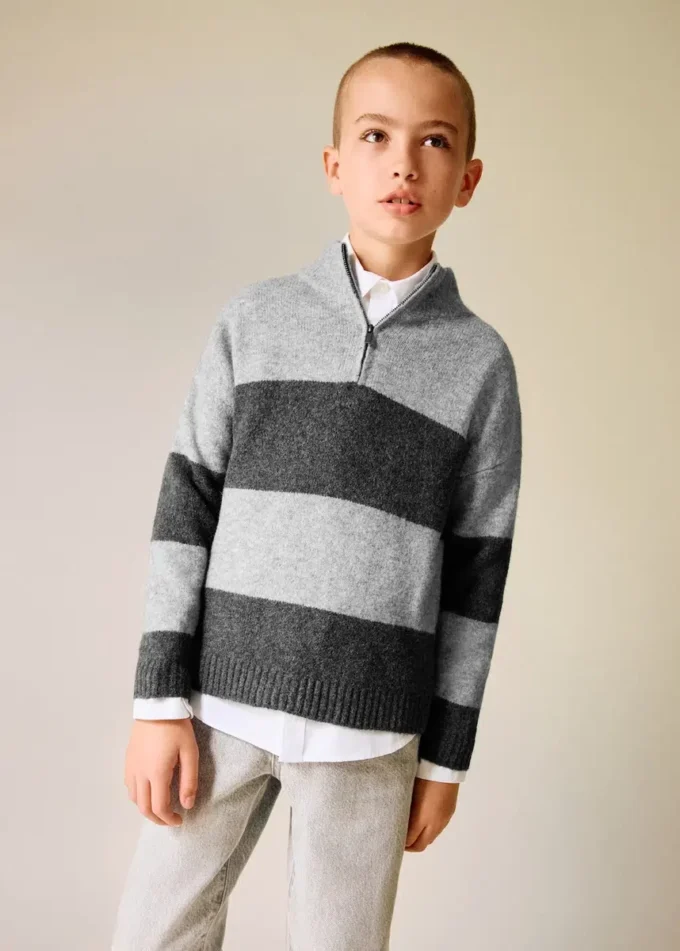 Maglione a righe con collo Perkins