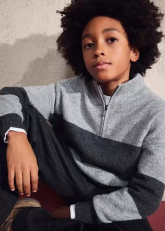 Maglione a righe con collo Perkins