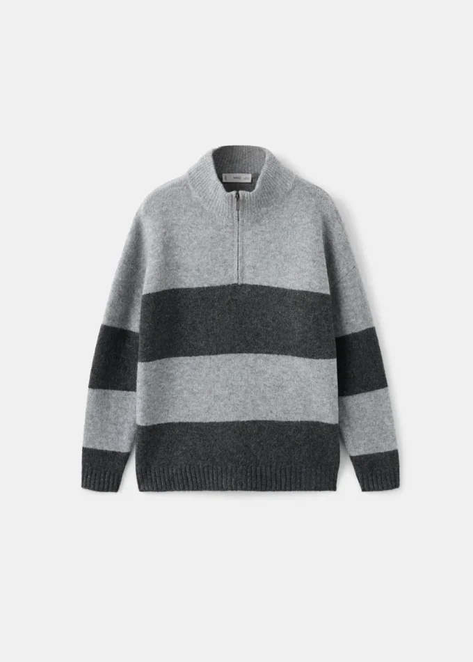 Maglione a righe con collo Perkins