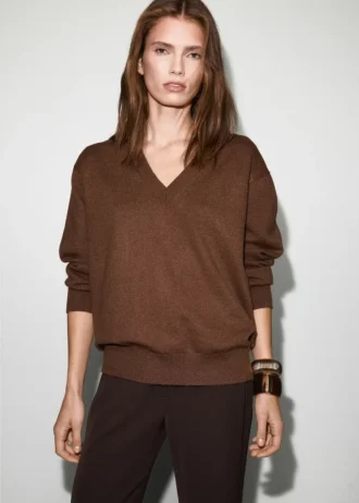 Maglione a V in maglia fine