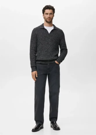 Maglione con collo a polo 100% cotone