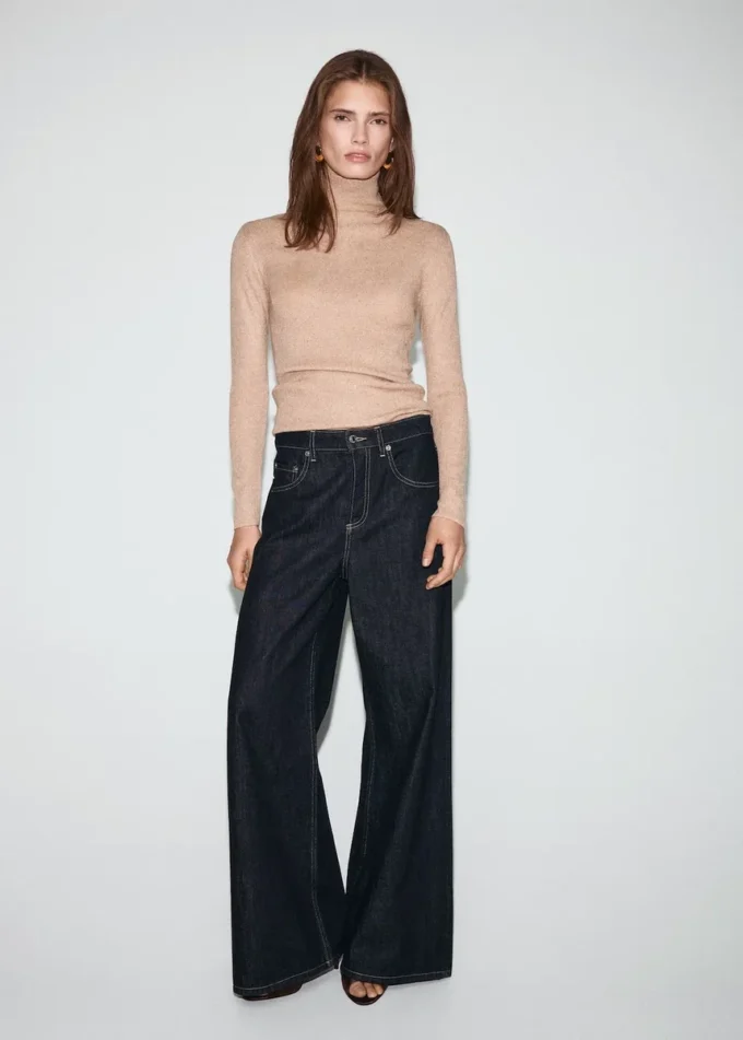 Maglione con collo alla coreana in lurex Maglione con collo alla coreana in lurex