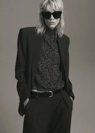 Maglione con collo alla coreana maculato