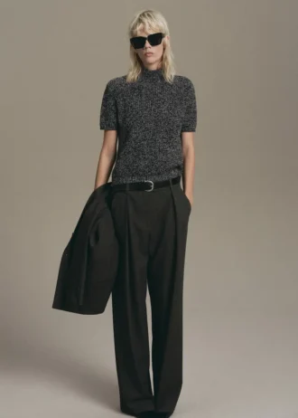 Maglione con collo alla coreana maculato