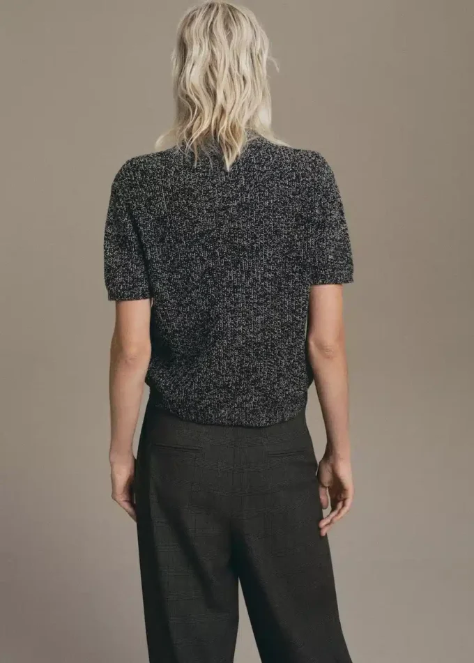 Maglione con collo alla coreana maculato Maglione con collo alla coreana maculato