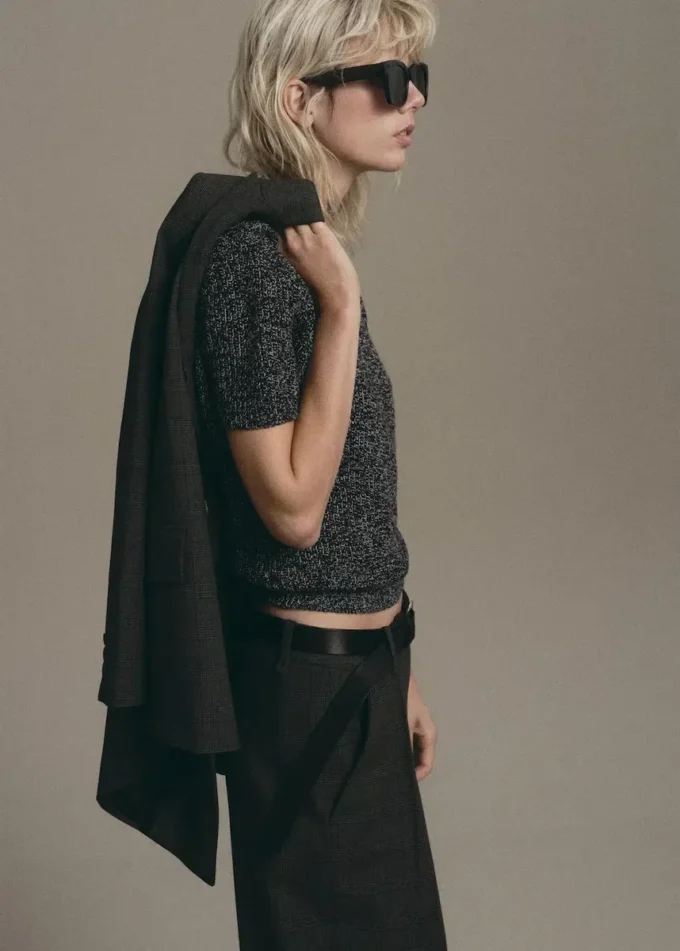 Maglione con collo alla coreana maculato Maglione con collo alla coreana maculato