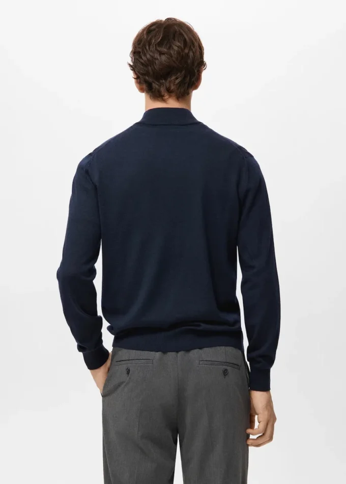 Maglione con collo alto e zip 100% lana merino Maglione con collo alto e zip 100% lana merino