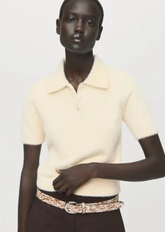 Maglione con collo alto in pelliccia sintetica