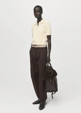 Maglione con collo alto in pelliccia sintetica