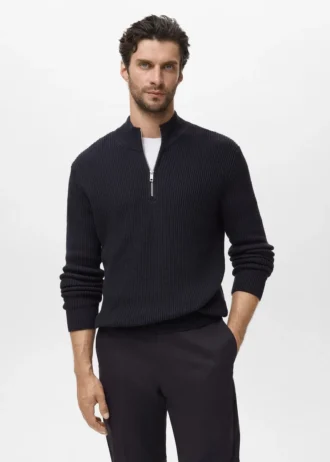 Maglione con collo Perkins 100% cotone