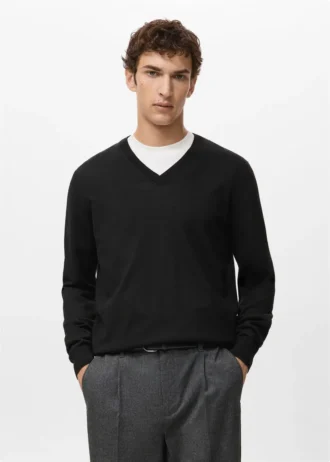 Maglione con scollo a V 100% lana merino Maglione con scollo a V 100% lana merino