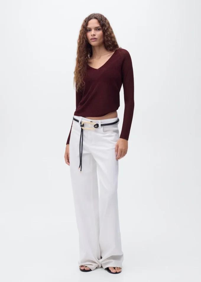 Maglione con scollo a V in lurex Maglione con scollo a V in lurex