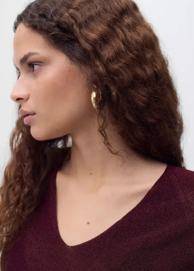 Maglione con scollo a V in lurex Maglione con scollo a V in lurex