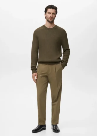 Maglione in cotone a maglia fine a coste