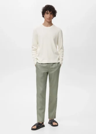 Maglione in cotone a maglia fine a coste