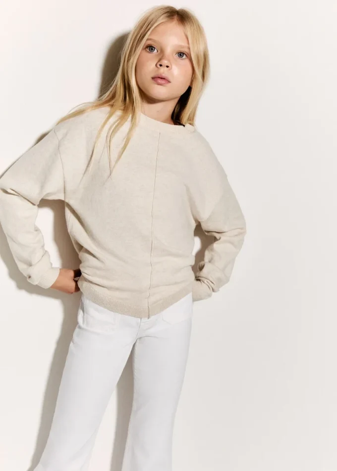 Maglione in cotone con cuciture decorative Maglione in cotone con cuciture decorative