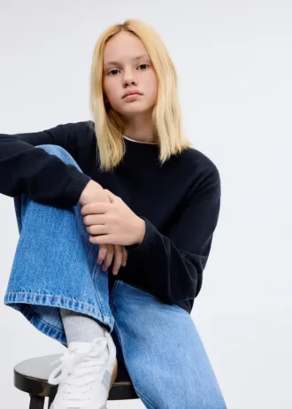 Maglione in cotone con cuciture decorative