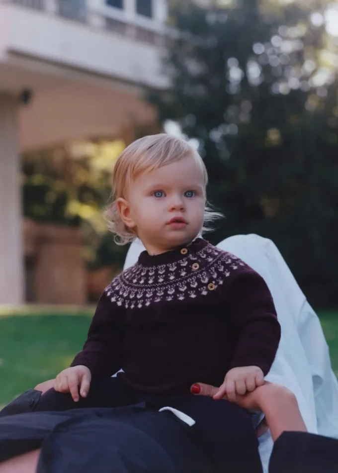 Maglione jacquard con bottoni Maglione jacquard con bottoni