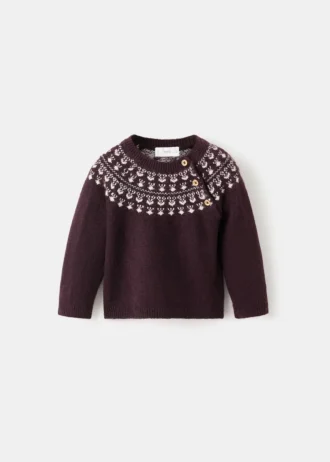 Maglione jacquard con bottoni