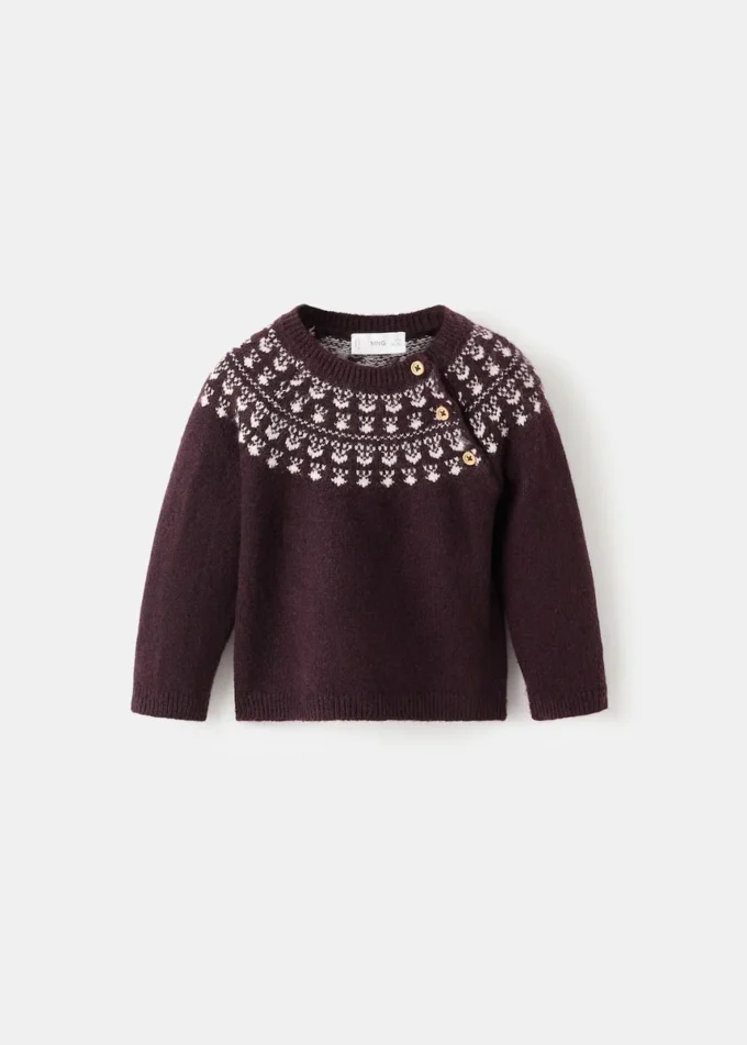 Maglione jacquard con bottoni Maglione jacquard con bottoni