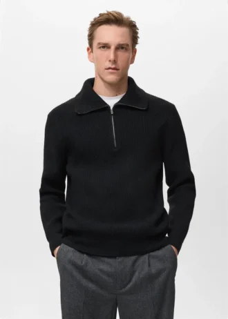 Maglione lavorato a maglia con collo con zip