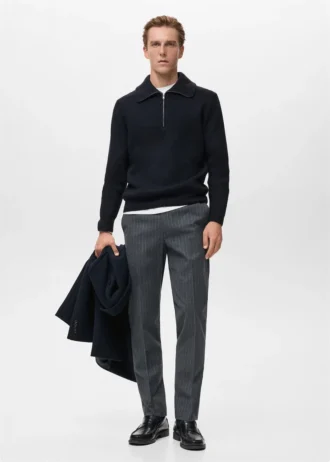 Maglione lavorato a maglia con collo con zip