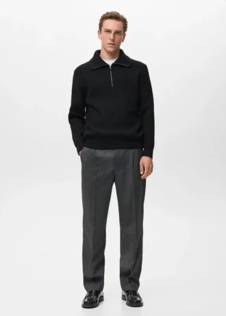 Maglione lavorato a maglia con collo con zip