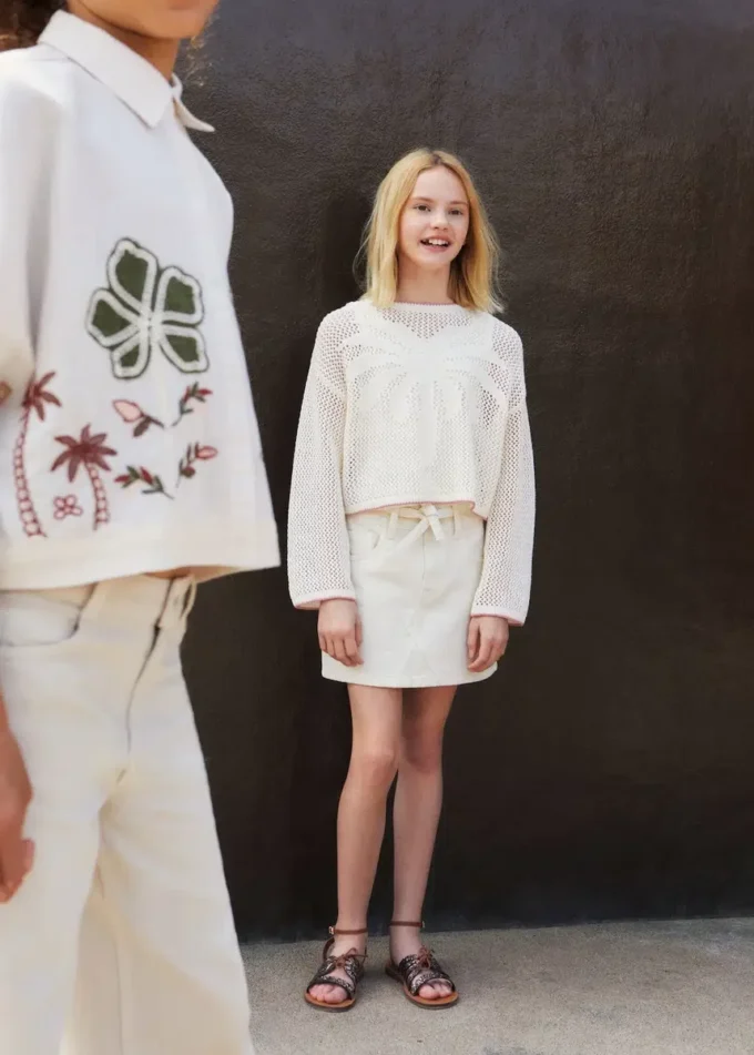 Maglione lavorato a maglia con motivo traforato Maglione lavorato a maglia con motivo traforato