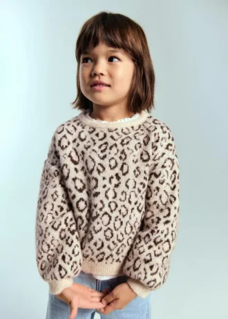 Maglione lavorato a maglia con stampa leopardata