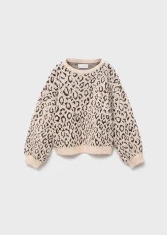 Maglione lavorato a maglia con stampa leopardata