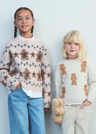 Maglione lavorato a maglia con stampa natalizia