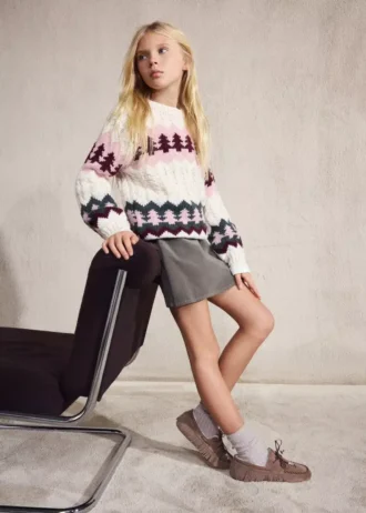 Maglione lavorato a maglia con stampa natalizia