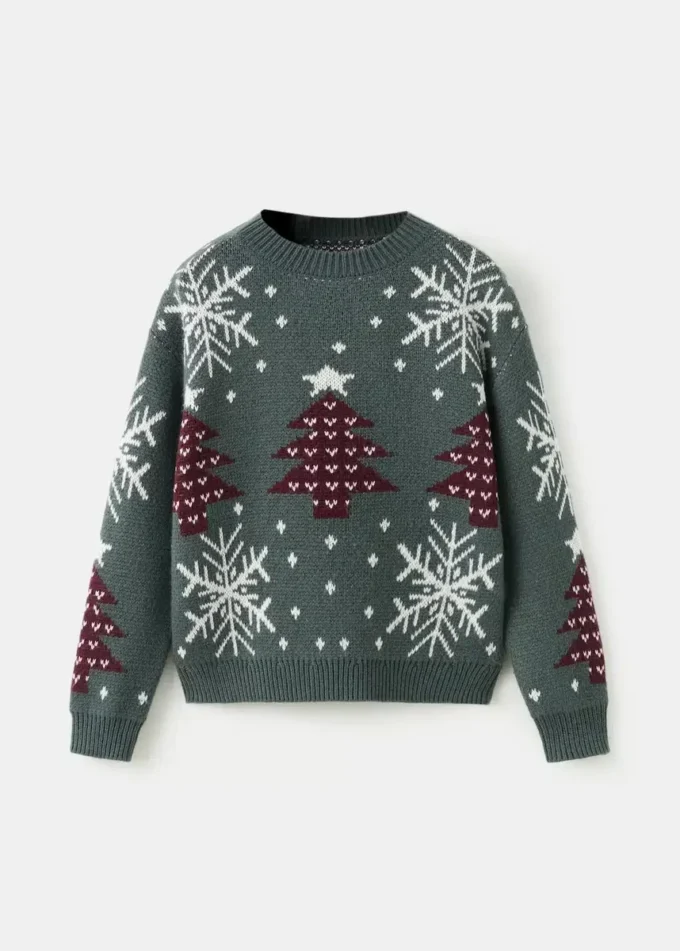 Maglione lavorato a maglia con stampa natalizia Maglione lavorato a maglia con stampa natalizia