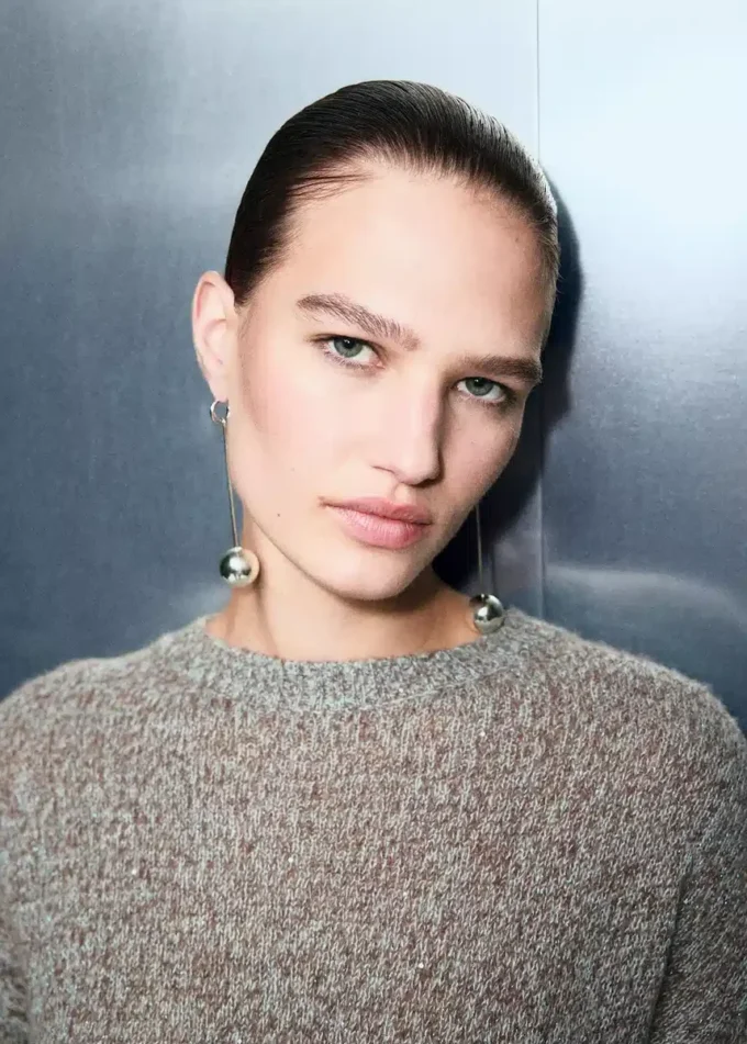 Maglione lavorato a maglia in lurex maculato Maglione lavorato a maglia in lurex maculato