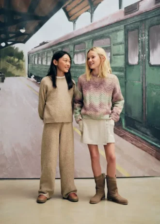 Pantaloni dritti in maglia