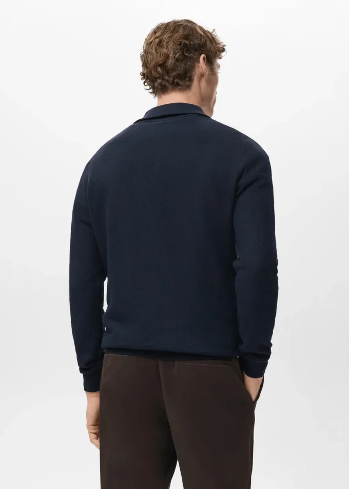 Maglione microstrutturato con collo con zip Maglione microstrutturato con collo con zip