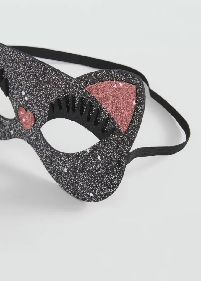 Maschera gattino glitterata Maschera gattino glitterata