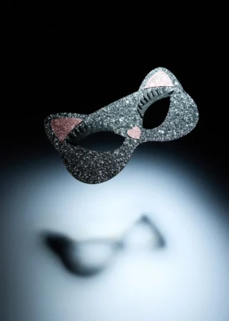 Maschera gattino glitterata Maschera gattino glitterata