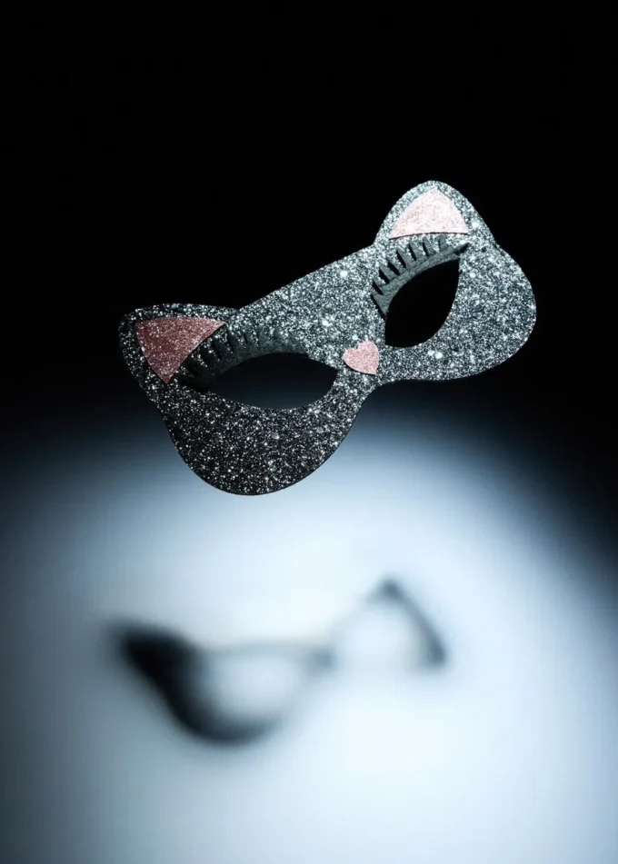 Maschera gattino glitterata Maschera gattino glitterata