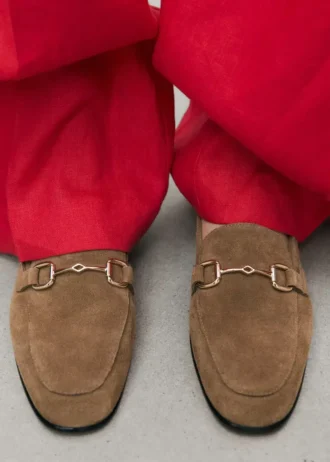 Mocassini in pelle scamosciata con fibbia