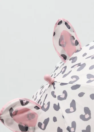 Ombrello con stampa leopardata e orecchie