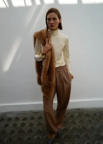 Pantaloni 100% lana con elastico in vita