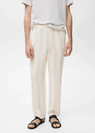 Pantaloni 100% lino con elastico in vita