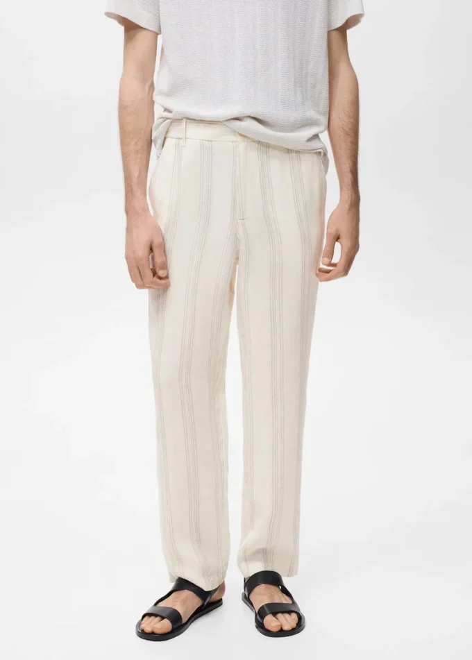 Pantaloni 100% lino con elastico in vita