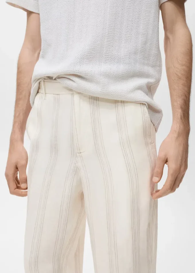 Pantaloni 100% lino con elastico in vita