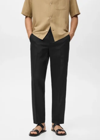 Pantaloni a gamba dritta in misto lino e lyocell