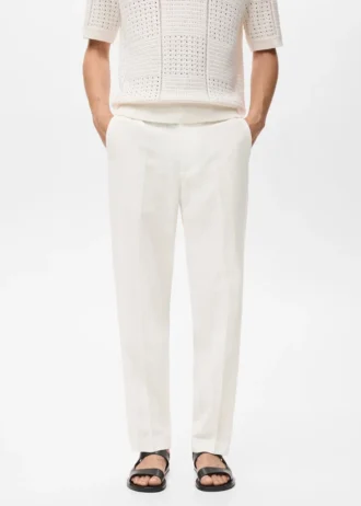 Pantaloni a gamba dritta in misto lino e lyocell