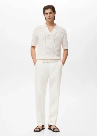 Pantaloni a gamba dritta in misto lino e lyocell